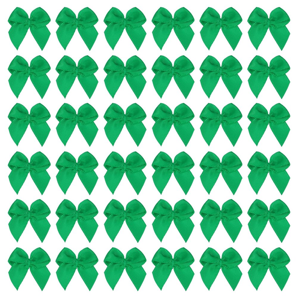 PATIKIL 1 Inch Mini Ribbon Bow 100 Pcs Satin Fabric Ribbon Flower Bows Appliques for DIY Craft Sewing Wedding Party Decoration, Green