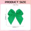 PATIKIL 1 Inch Mini Ribbon Bow 100 Pcs Satin Fabric Ribbon Flower Bows Appliques for DIY Craft Sewing Wedding Party Decoration, Green view 2