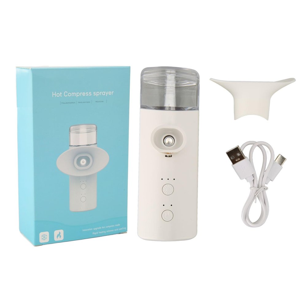 Saluaqui Ionic Eye Sprayer with Nozzle, Hot Compress Hydrating Moisturizing Relieve Fatigue, 2 Modes Handheld Eye