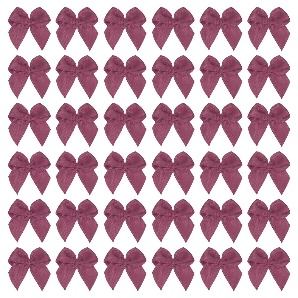 PATIKIL 1 Inch Mini Ribbon Bow 50 Pcs Satin Fabric Ribbon Flower Bows Appliques for DIY Craft Sewing Wedding Party Decoration, Dark Purple