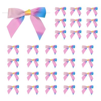 PATIKIL 50 Pcs Satin Ribbon Twist Tie Bows 3.5 Inch Small Craft Bows for DIY Gift Wrapping Champagne Bottle Wedding Christmas Birthday Decor, Dark Colors