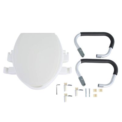 JTLB 10cm Elevated Raised Toilet Seat with Lid Removable Padded Arms White