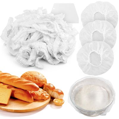 100PCS Bowls Covers and 1pc Dough Scraper for Bread Proofing Fruit Vegetable Meat Bowl(Transparent)