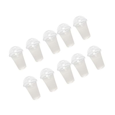 Healvian 100pcs Plastic Cups with Dome Lids Disposable Leakproof for Iced Drinks Smoothies Bubble Tea Milkshakes