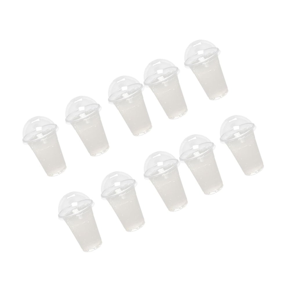 Healvian 100pcs Plastic Cups with Dome Lids Disposable Leakproof for Iced Drinks Smoothies Bubble Tea Milkshakes