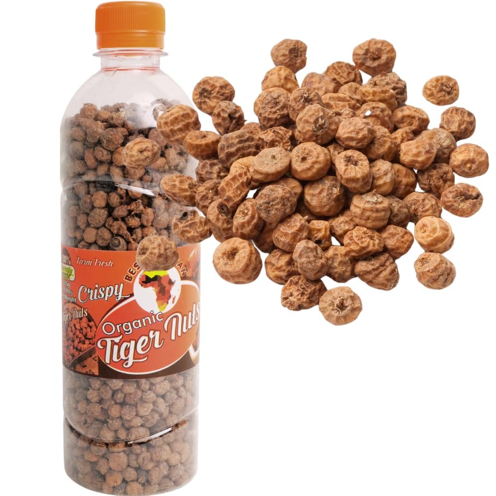 African Delights Organic Tiger Nuts Snack - Naturally Sweet Flavor, Gluten-Free Vegan Tigernut with Lightly Chewy Texture - Plant-Based Protein, Ancient African Food (12 oz)