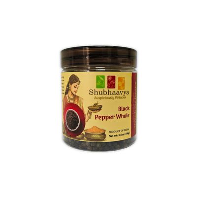 Shubhaavya Premium Black Peppercorns Whole 3.5oz (100g) Non-GMO | Farm-to-Table Indian Black Peppercorns | All Natural | Gluten Free | Perfect size for Grinders