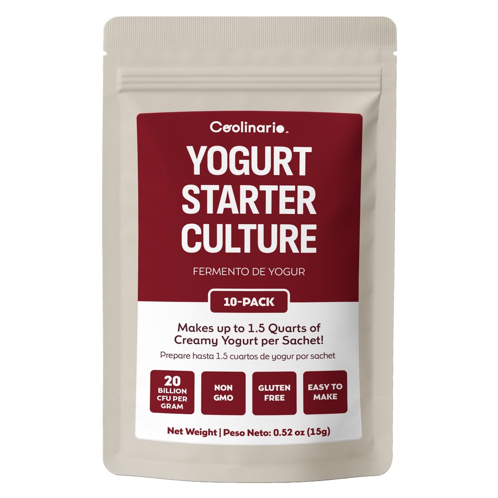 Coolinario Yogurt Starter Culture (10-Pack, 1.5g Sachets) Live Cultures for Homemade Yogurt | Creamy, Thick & Delicious | Regular or Greek Yogurt | Non-GMO, No Preservatives, Gluten Free
