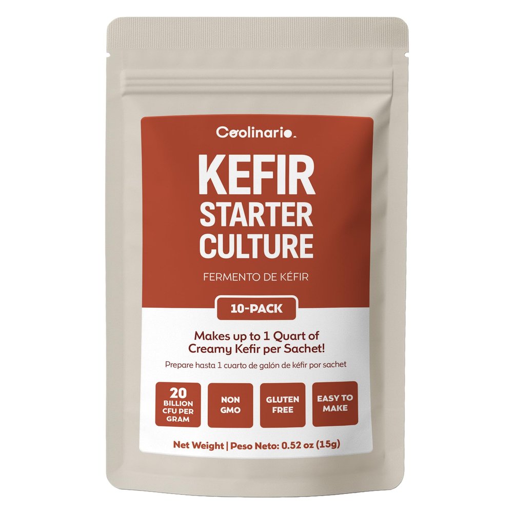 Coolinario Kefir Starter (10-Pack, 1.5g Sachets) Live Probiotic Cultures