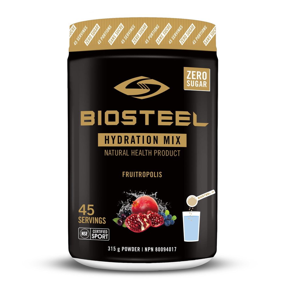 BIOSTEEL Zero Sugar Hydration Mix, Great Tasting Hydration with 5 Essential Electrolytes, Fruitropolis, 45 Servings per Tub