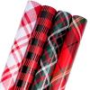 BIOBROWN Christmas Wrapping Paper 4 Rolls - Tartan Plaid Design for Holiday view 1