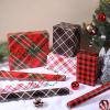 BIOBROWN Christmas Wrapping Paper 4 Rolls - Tartan Plaid Design for Holiday view 3