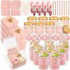 Teenyyou 80 Pcs Bridesmaid Proposal Gifts Bridesmaid Gift Box Set Maid of Honor Box Include Glass Cup Candle Cards Scrunchies Hair Knotted Bracelets Hand Cream Diamond Pens (Pink) view 1