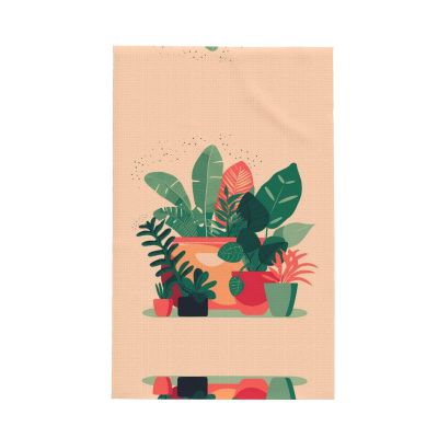 Indoor Small Green Plants Durable Cleaning Tea Towel, Reusable Super Soft Kitchen Towel, Absorbent Quick Dry Waffle Cleaning Towel (26 * 16 Inch)