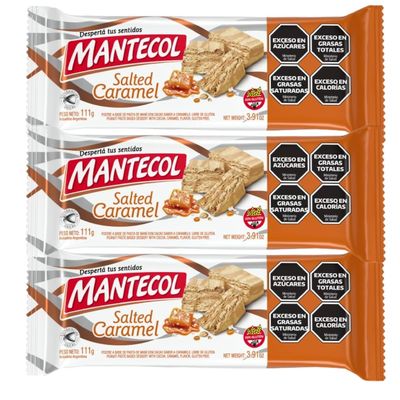 3-Pack Mantecol Salted Caramel Bar Peanut Dessert with Cocoa Flavor From Argentina, 111 g / 3.9 oz each