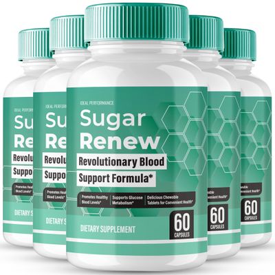Sugar Renew Capsules, Sugar Renew Overall Health and Wellness Supplement Pills - Maximum Strength, SugarRenew Caps All Natural Formula Pills, SugarRenew Advanced Health Support Reviews (5 Pack)