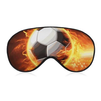 Soccer Flame Sleep Mask Soft Comfortable Eye Mask with Adjustable Strap Eye Cover Eye Shade for Men Women Work Travel