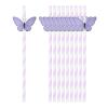 uxcell 80Pcs Butterfly Stripe Paper Straws, Drinking Straws Cake Decorations for Wedding Birthday Party Supplies, Purple view 1