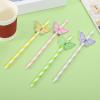 uxcell 80Pcs Butterfly Stripe Paper Straws, Drinking Straws Cake Decorations for Wedding Birthday Party Supplies, Purple view 4