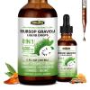 (2 Pack) 8 in 1 Graviola Soursop Leaf Extract Liquid - Soursop Bitters Liquid with Sea Moss, Ashwagandha and Tumeric, for Immune & Liver, Zzz & Antioxidant & Cell Support,1 Fl Oz view 1
