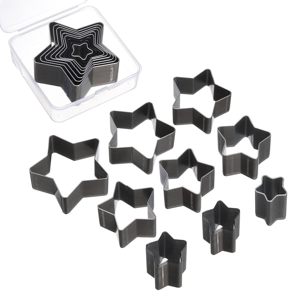 uxcell Leather Star Shape Punch Cutter Set 9 Sizes Leather Hollow Cutter Kit Durable Punch Die Kit Carbon Steel Leather Tool for Canvas Strap Belt Leathercraft Working 9pcs