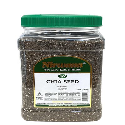 Chia Seeds Fiber & Protein Perfect for Smoothies, Oatmeal, Pudding, and Baking 48 oz Jar