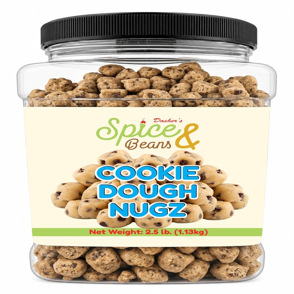 Cookie Dough Nugz 2.5 lb | Edible Chocolate Chip Cookie Dough Pieces | Ready-to-Eat Snack, Ice Cream Topping & Dessert Inclusion | Bulk Resealable Container Made in USA | Dasher's Spice & Beans