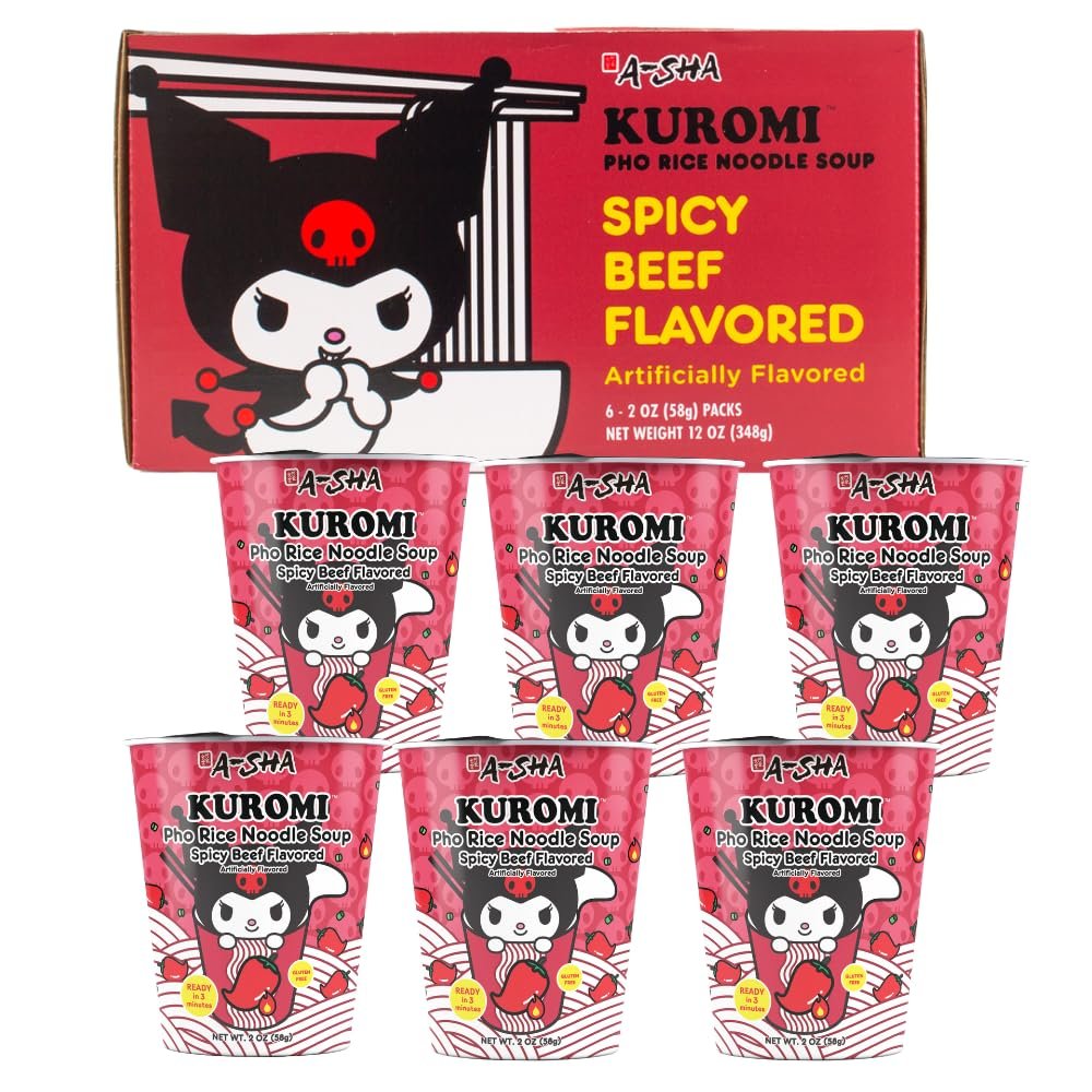 A-Sha Spicy Beef Flavored Pho Rice Noodle Soup, Zero Cholesterol, 2 Ounces (Pack Of 6)