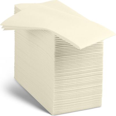 Linen-Feel Paper Napkins, Cream - Soft, Absorbent & Thick Disposable Dinner Napkins, Elegant 125 Pack for Thanksgiving, Weddings, Parties, Christmas, Baby Showers & Guest Events