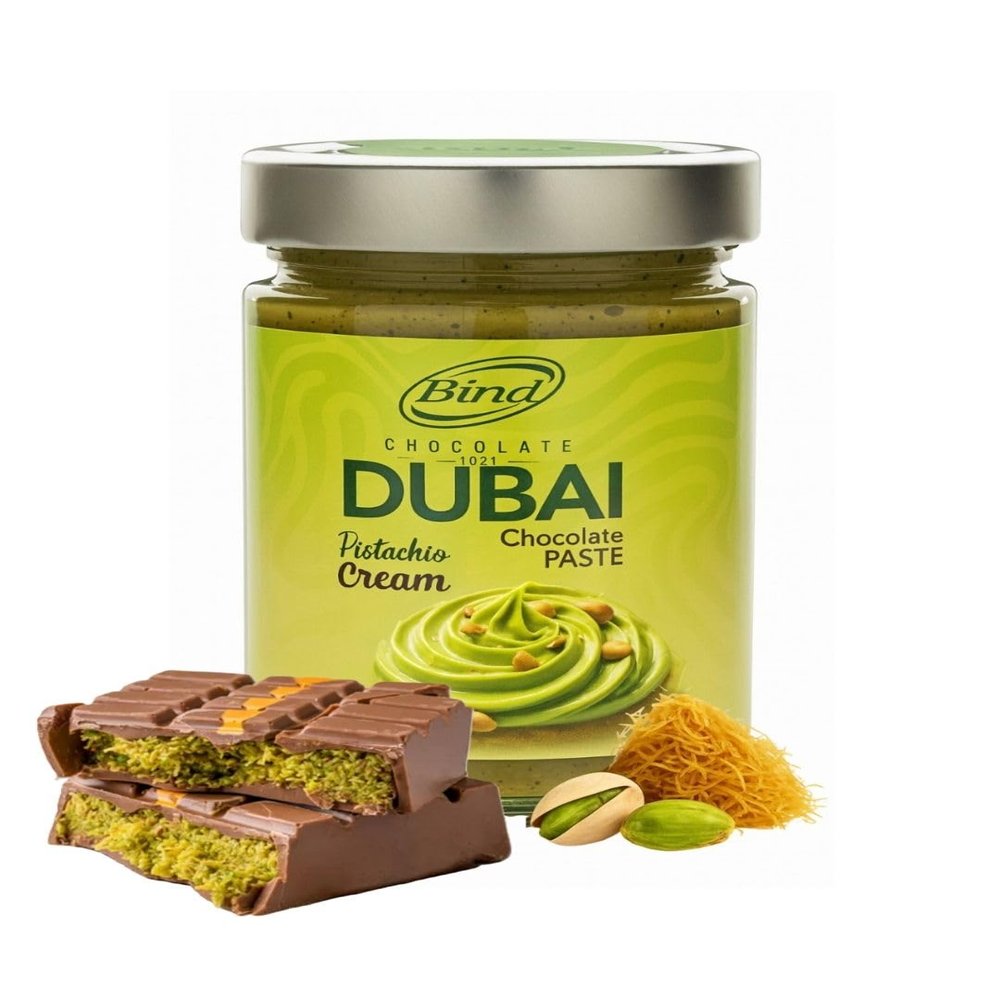 BIND Pistachio & Crispy Kunafa Dessert Cream 12.3oz (350g) Premium Turkish Pistachio Spread with 25% Pistachios & Shredded Kataifi Crunch Ideal for Desserts, Pastries, and Dubai-Style Chocolate Filling Glass Jar by AGADE