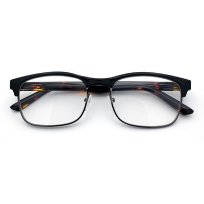 SA106 Classic Half Rim Contemporary Fashion Rectangle Powered Reading Glasses Black Tortoise +3.0