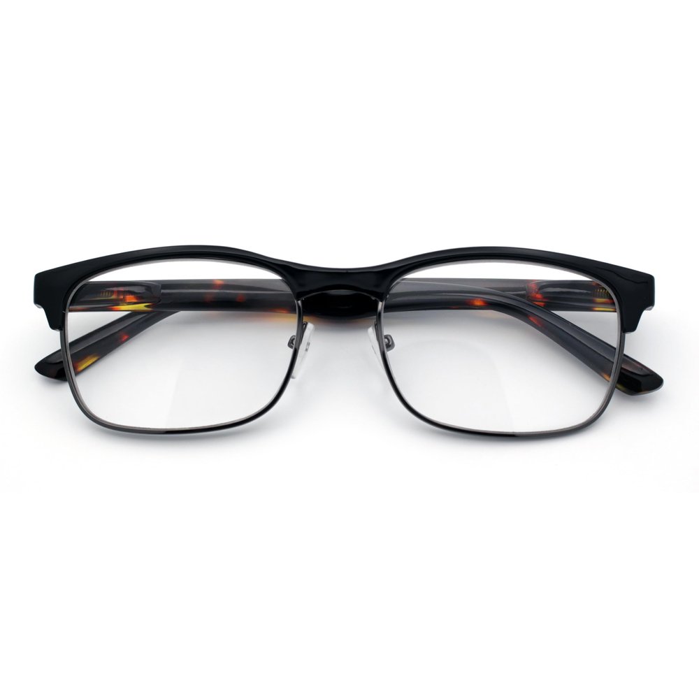 SA106 Classic Half Rim Contemporary Fashion Rectangle Powered Reading Glasses Black Tortoise +3.0