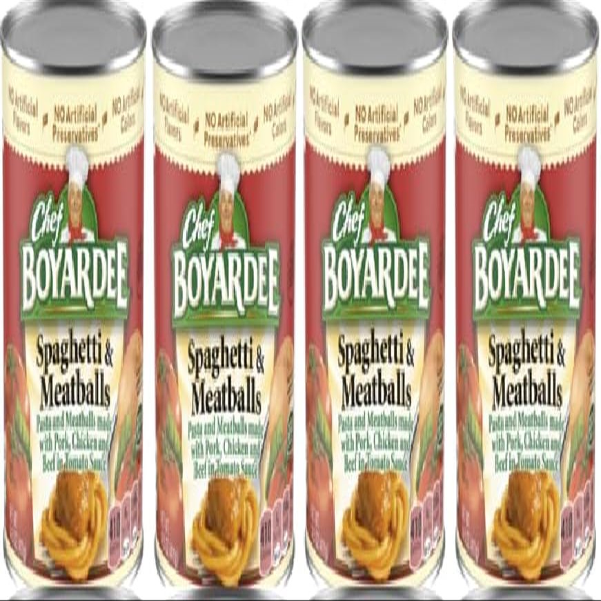 Spaghetti and Meatballs In Tomato Sauce (Pack Of 4 Cans) 14.5 oz. Each.
