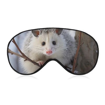 Opossum in Snow Sleep Mask Soft Comfortable Eye Mask with Adjustable Strap Eye Cover Eye Shade for Men Women Work Travel