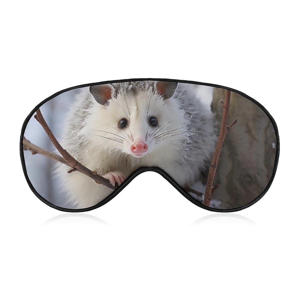Opossum in Snow Sleep Mask Soft Comfortable Eye Mask with Adjustable Strap Eye Cover Eye Shade for Men Women Work Travel