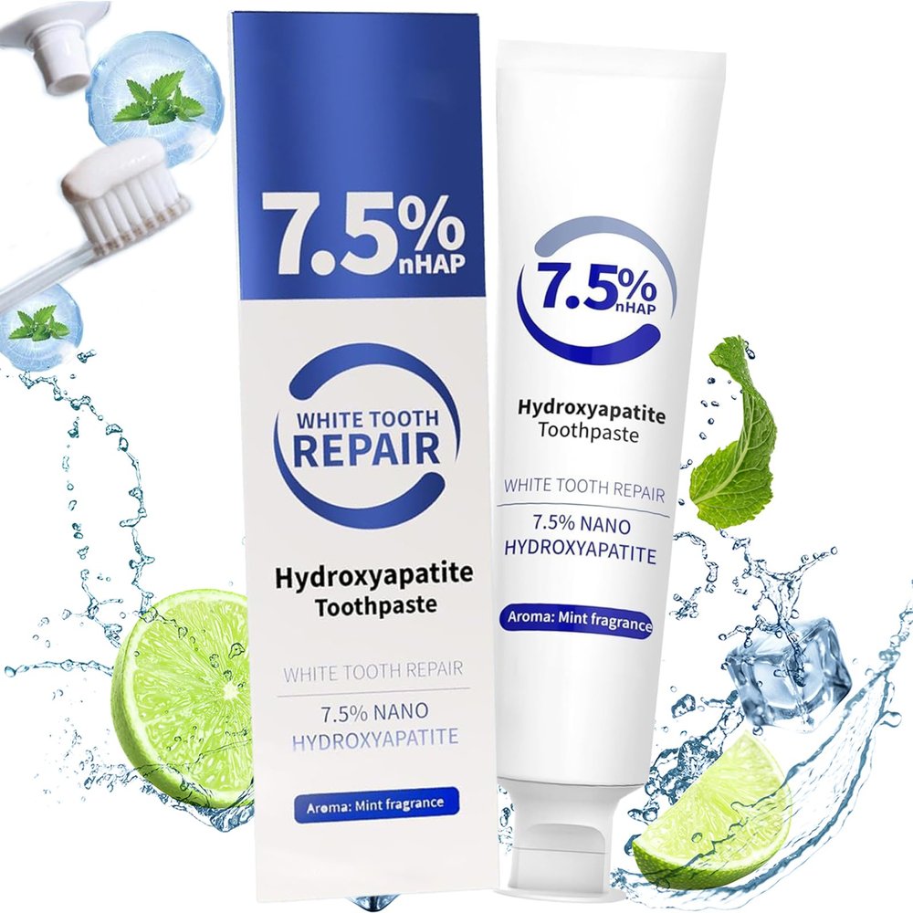 7.5% Hydroxyapatite Toothpaste for Enamel, Fluoride-Free Formula with Gentle Mint, for Sensitive Teeth, Repair and Protect Toothpaste, Long-Lasting Fresh Breath (1 PC)