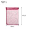 MECCANIXITY 100pcs Organza Bags 3.9x5.9 Inch Drawstring Favor Pouches Sheer Mesh Bag for Gift Jewelry Wedding Party Christmas Candy Wine Red view 2