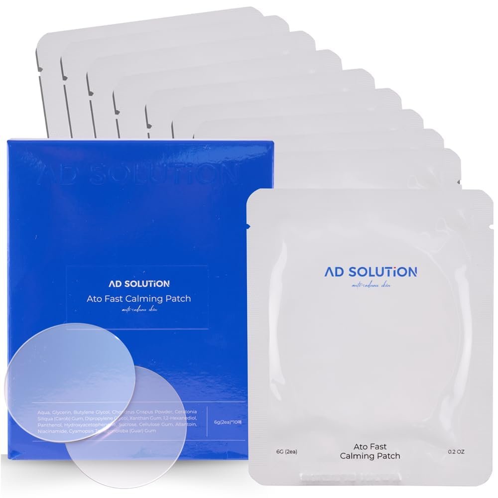 AD SOLUTION Ato Fast Calming Patch for Skin Redness, Itching & Flare-Ups Soothing Hydrogel for Sensitive Skin with Cica & Panthenol 10 Pairs