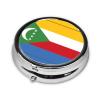 Cute 3-Compartments Round Pill Box Flag of The Comoros Small Pill Case Portable Medicine Dispenser,for Pocket Purse view 2