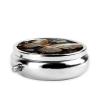 Cute 3-Compartments Round Pill Box Gold White Butterflies Small Pill Case Portable Medicine Dispenser,for Pocket Purse view 3