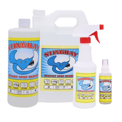 STINGRAY SPOT REMOVER Combo Kit Includes 1 Gallon, 32 Fl Oz, 16 Fl Oz, 4 Fl Oz, Singles | Advanced, Eco-Friendly Multi Surface Stain Removal