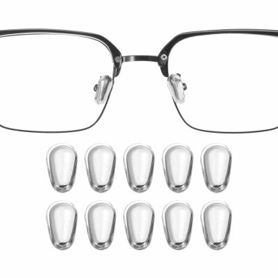 HARFINGTON 5 Pairs Eyeglass Nose Pad 5.5mm Thickness Silicone Anti-Slip Glasses Nose Grips Silicone Coated Silver Glasses Nose Pads for Plastic Frames Glasses, Silver