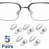 HARFINGTON 5 Pairs Eyeglass Nose Pad 5.5mm Thickness Silicone Anti-Slip Glasses Nose Grips Silicone Coated Silver Glasses Nose Pads for Plastic Frames Glasses, Silver view 3