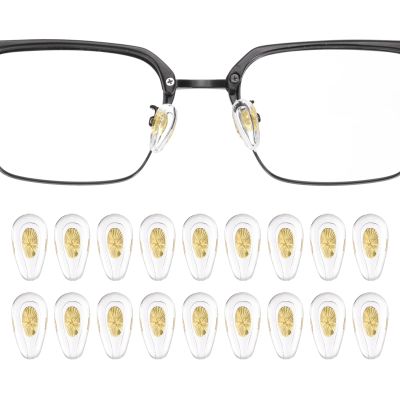 HARFINGTON 10 Pairs Eyeglass Nose Pad 6mm Thickness Silicone Anti-Slip Glasses Nose Grips Air Bag Copper Core Glasses Nose Pads for Plastic Frames Glasses Sunglasses, Gold