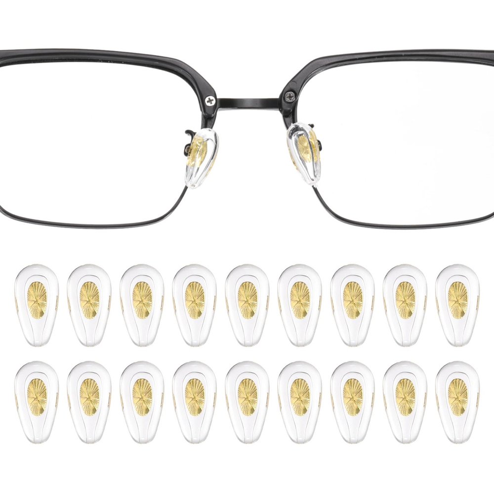 HARFINGTON 10 Pairs Eyeglass Nose Pad 6mm Thickness Silicone Anti-Slip Glasses Nose Grips Air Bag Copper Core Glasses Nose Pads for Plastic Frames Glasses Sunglasses, Gold