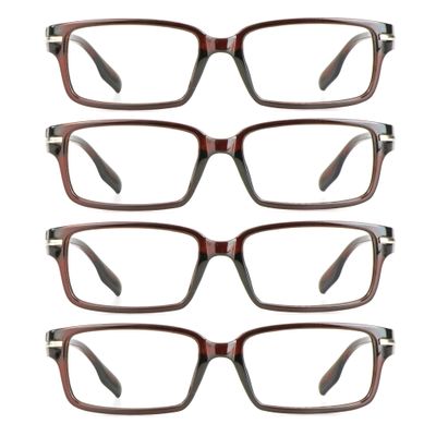 VisionGlobal 4 Pairs Reading Glasses, Blue Light Blocking Glasses, Computer Reading Glasses for Men(Red, 0.75 Magnification)