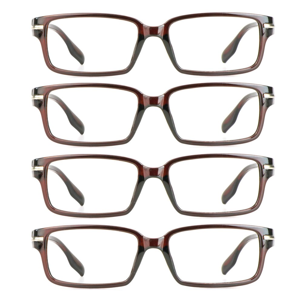 VisionGlobal 4 Pairs Reading Glasses, Blue Light Blocking Glasses, Computer Reading Glasses for Men(Red, 0.75 Magnification)