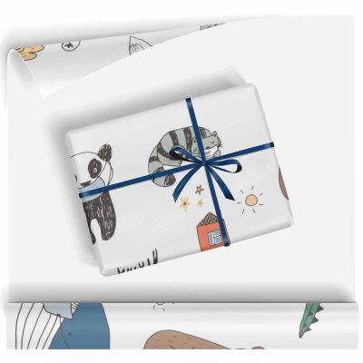 Animals Pattern Gift Wrapping Paper Birthday Party - Colorful Gift Wrap - 58 Inch X 23 Inch Per Sheet(Print-02,58"x 23")