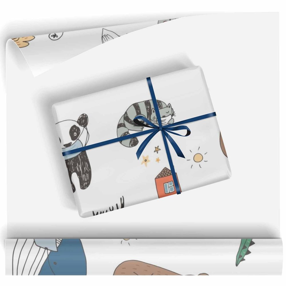 Animals Pattern Gift Wrapping Paper Birthday Party - Colorful Gift Wrap - 58 Inch X 23 Inch Per Sheet(Print-02,58"x 23")