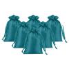 PATIKIL Satin Gift Bags, 6 Pcs 6 x 4 Inch Wedding Favor Drawstring Bags with Drawstring for Birthday Christmas Jewelry Party, Green view 1